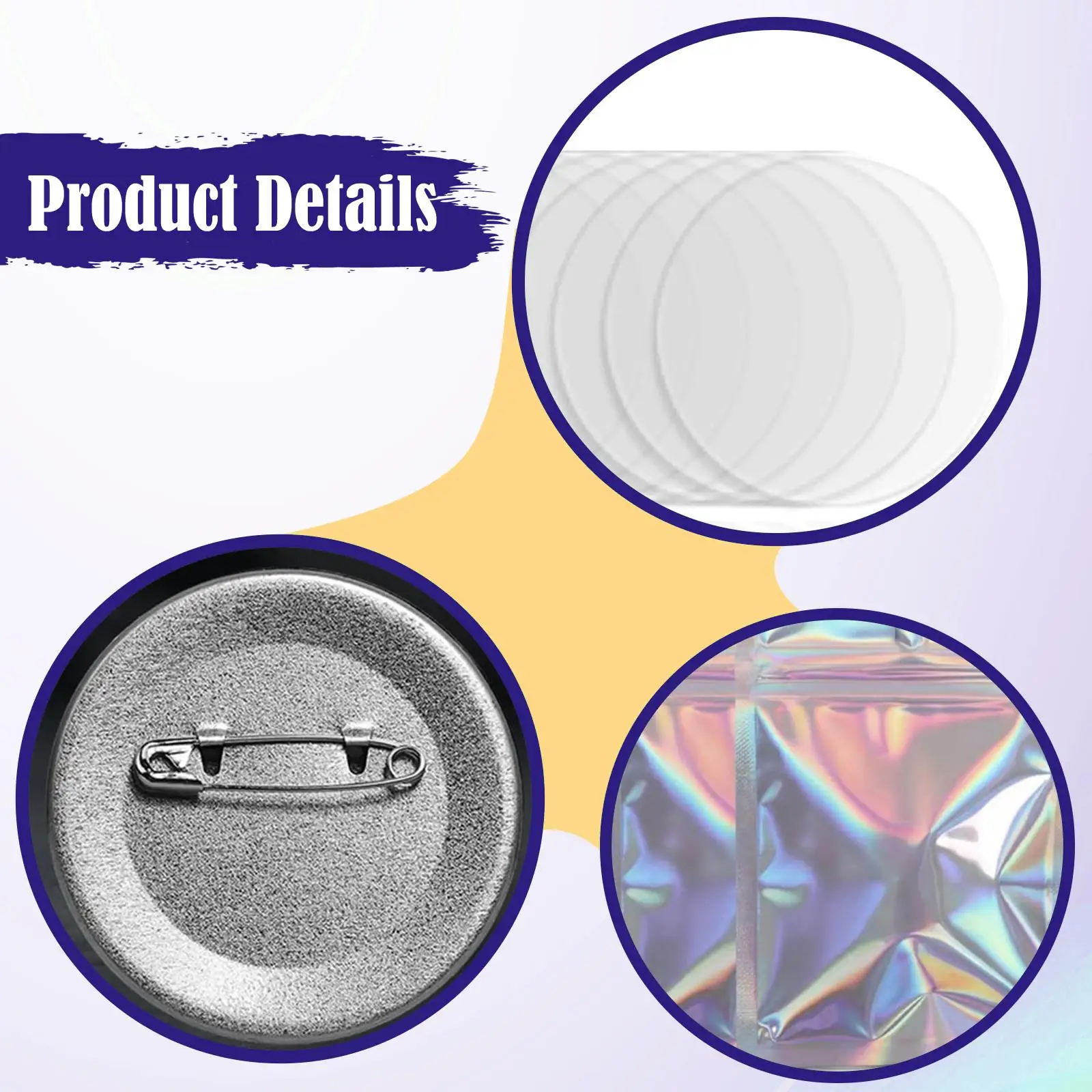 

902x Blank Button Making Supplies Empty DIY Pin 5.8cm Art Supplies Blank Paper with Gasket Parts for Holiday Name Tags