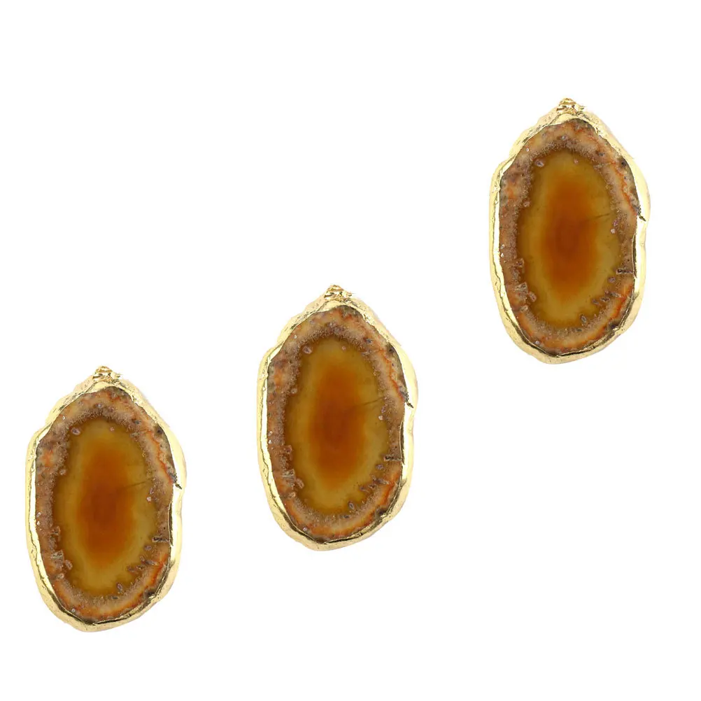 

Набор из 3 позолоченных подвесок из агата неправильной формы для самостоятельного изготовления ожерелий, браслетов, серег, брелоков и других украшений