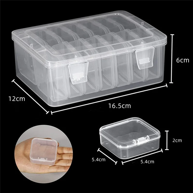 ABLL-15 個小さな透明 PP ビーズ保存容器とオーガナイザー透明ボックスジュエリー用のヒンジ付き蓋付き耐久性