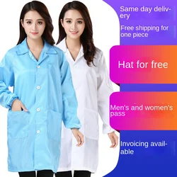 Electrostatic discharge (ESD) clothes White blue dust-proof suit dust-free gown Striped Electrostatic discharge suit