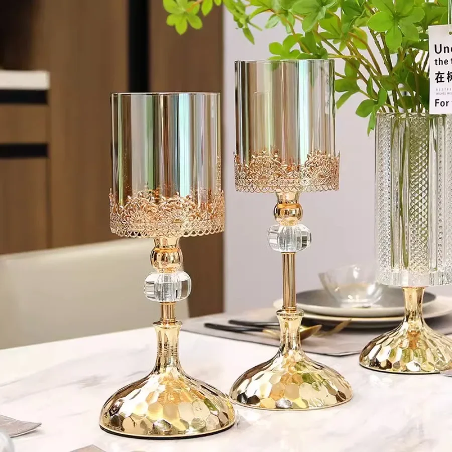 

Outdoor Party Candle Holder Birthday Wedding Stand Candle Holder Unique Cup Glass European Crystal Romantic Bougeoir Room Decor