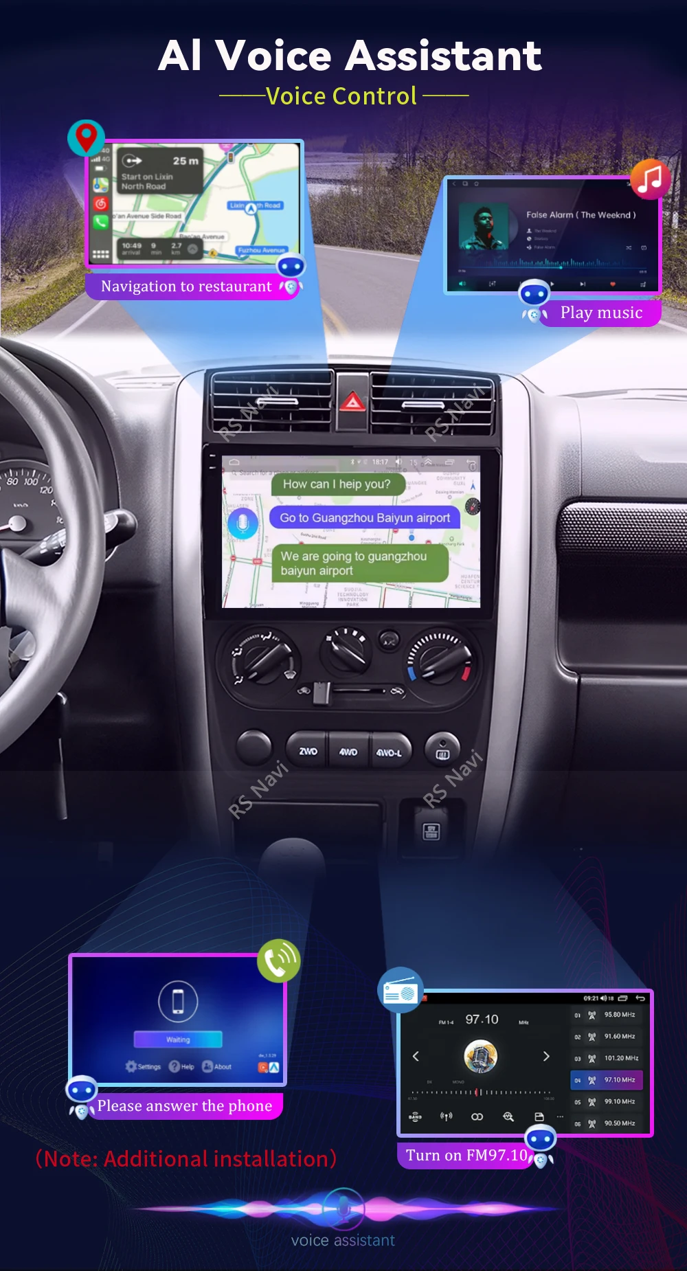 Android 16 Carplay Auto 2K Bildschirm Autoradio Multimedia Player für Suzuki Jimny 3 2005 - 2019 Autoradio GPS Stereo 2din Head Unit – Detail 8