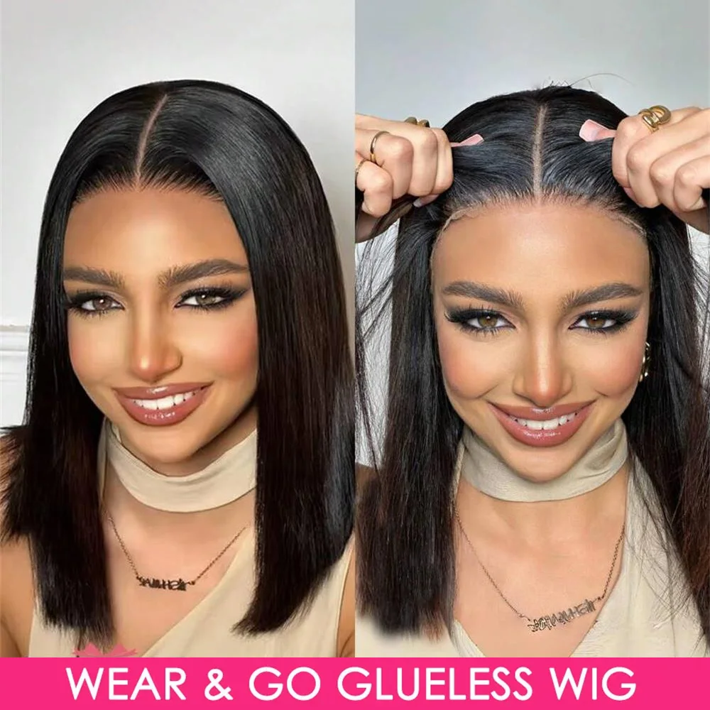 

Wear And Go Bob Wigs For Women Human Hair 180% Straight Glueless Wig Ready To Go Human Hair Wigs Pre Cut 6x4 Lace Air Wig Sale