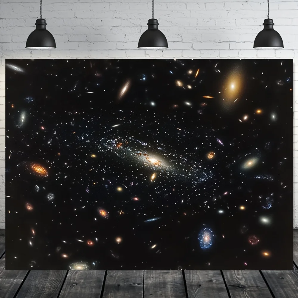 1 Hubble Deep Field Space Galaxy - لافتة خلفية من البوليستر الملون، مثالية لتزيين الحفلات والعطلات #1