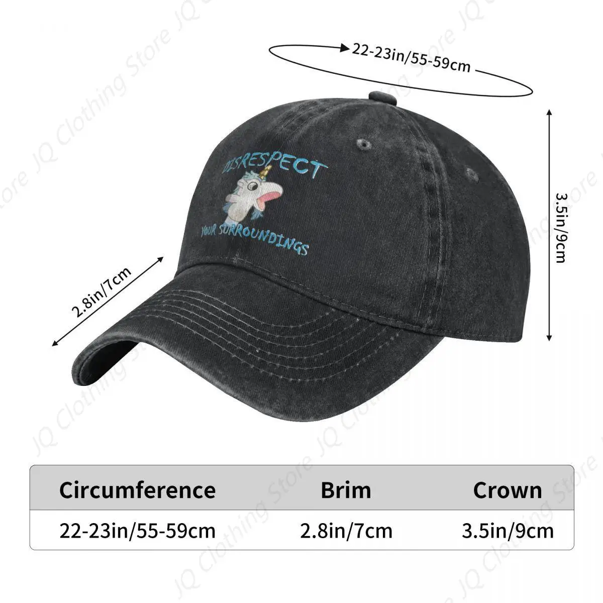 Funny Blueys Unicorse Washed Baseball Cap Disrespect Your Surroundings Hats Summer Unisex Men Tennis Skate Sun Baseball Caps