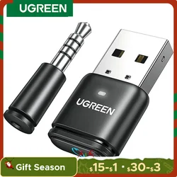 UGREEN-Adaptador de Audio para dispositivos electrónicos, transmisor con Bluetooth 5,3, USB, aptX, HD, AD, para PS5, PS4, Nintendo Switch, auriculares, altavoz, micrófono, receptor Bluetooth