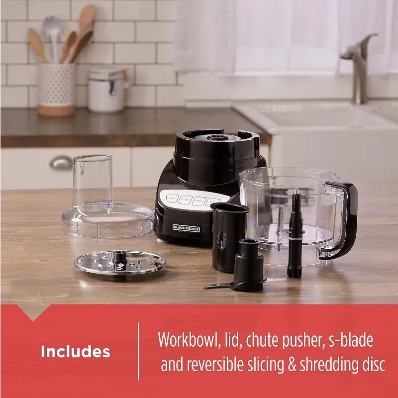 8-Cup Food Processor, Easy Assembly, Stainless Steel S-Blade, Shred, Slice, Chop, Puree, 450W Motor