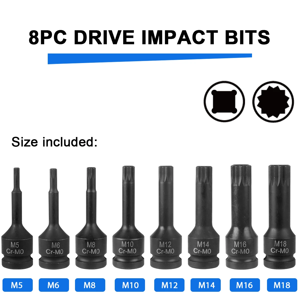 Bicycle Torque Wrench Set  8Pcs/Set Universal Sleeve Head Hex Cr-v Bit Set Drill Wrench Socket Spanner Pro Motorcycle Repair Kit - view 4