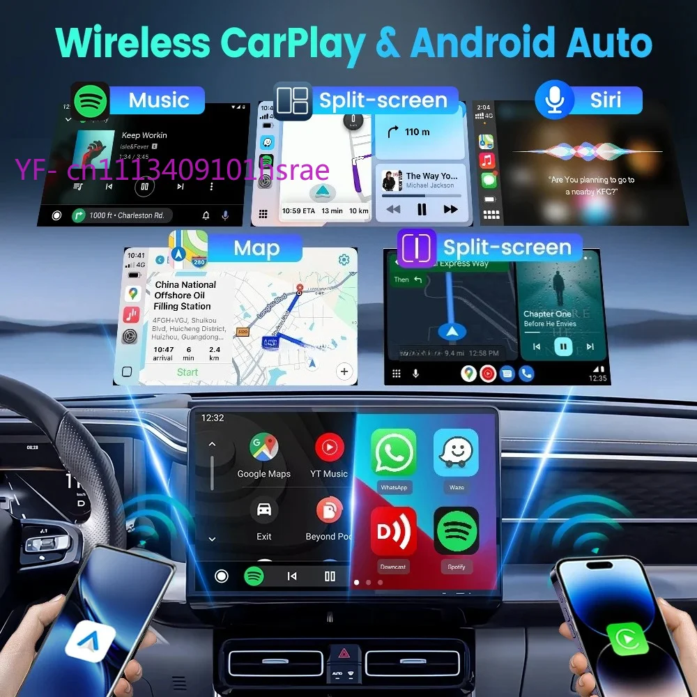 

Wireless CarPlay & Android Auto Adapter Dongle for Car Radio Music Maps Control