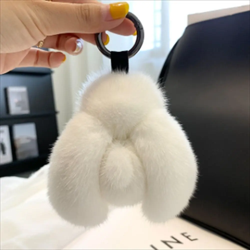 Furry Doll Rabbit Fur Keychain Bag Charm Stuffed Animal Bunny Stuffed Keyring Plush Doll Pompom Plush Bunny Pendant