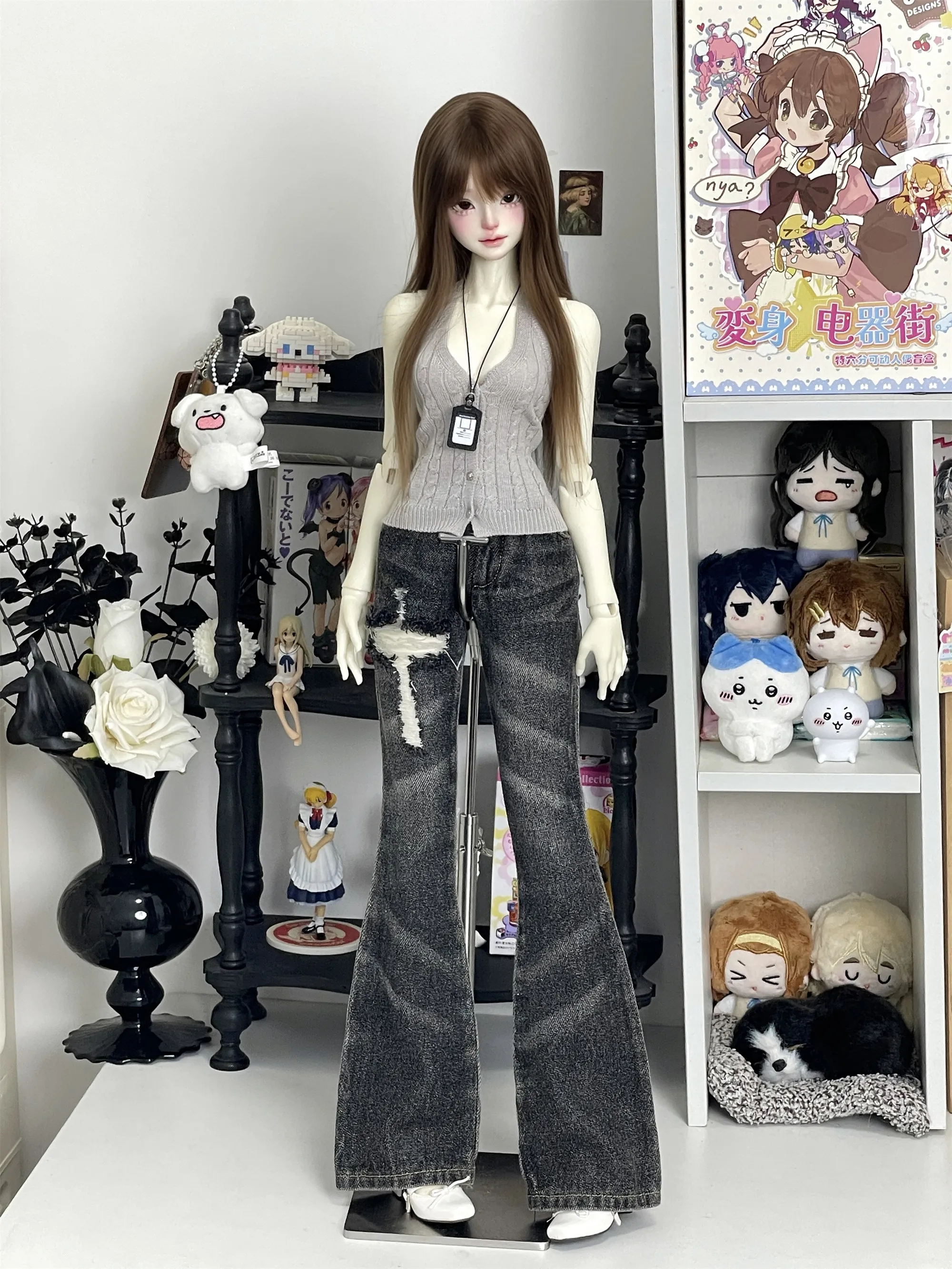 BJD Puppe Jeans Kleidung Blau Mädchen Spielzeug Elegante 1/3 1/4 Boot-cut Hosen Denim Serie Retro Waschen Micro Breite bein Puppe Zubehör – Detail 33