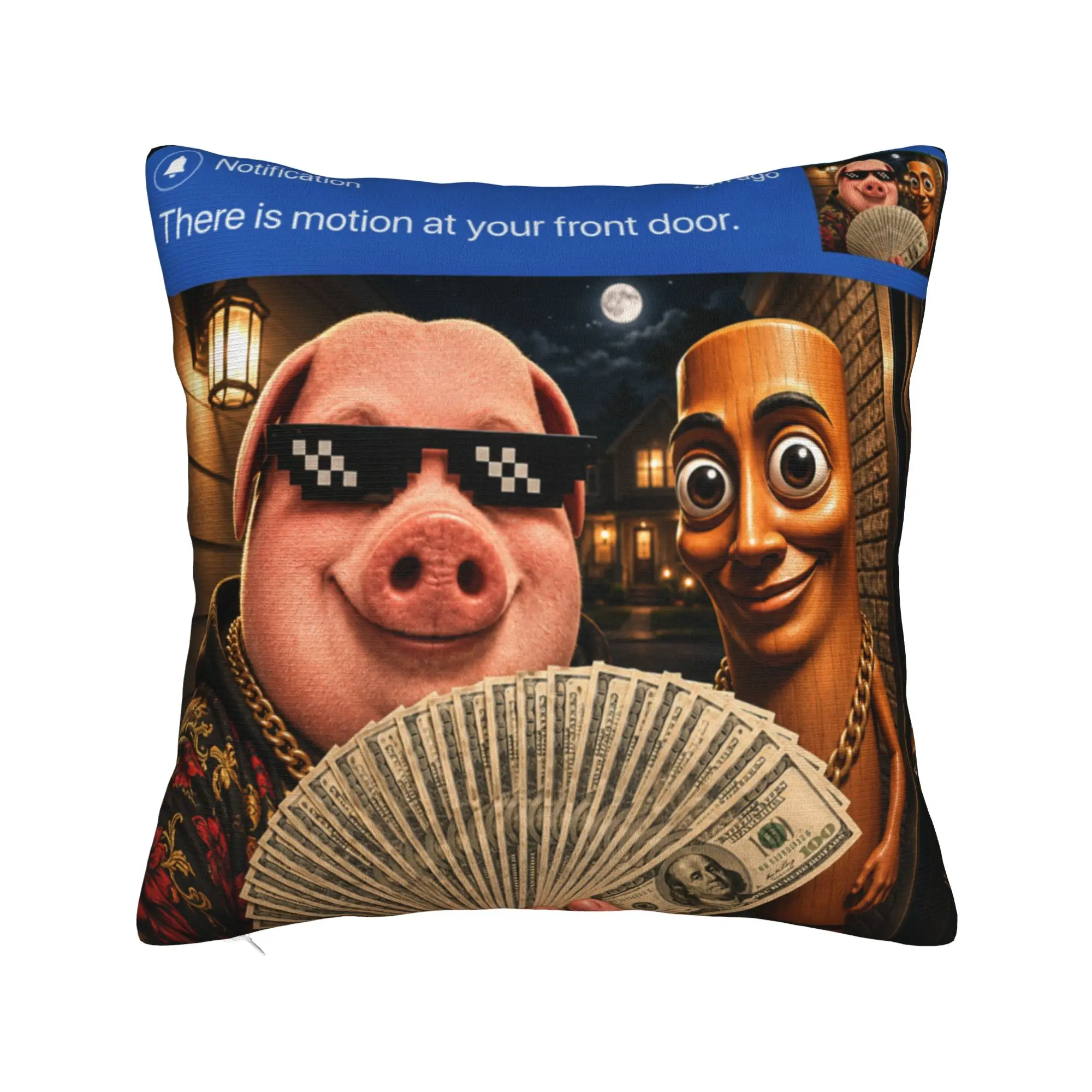 There is Motion at Your Front Door Tung Tung Tung John Pork Pillow Cover Pillow Case For Sofa Home Decor Print Pillowcases