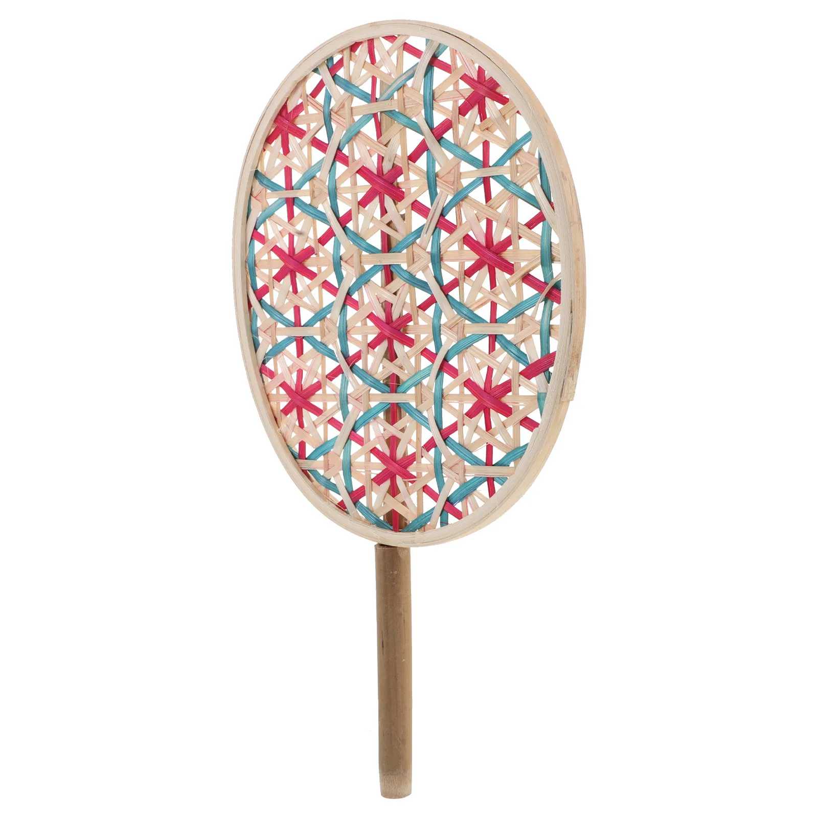 

Bamboo Hand Fan Chinese Style Colorful Woven Lightweight Summer Cooling Rustic Vintage Handheld Fan for Wedding Party Outdoor