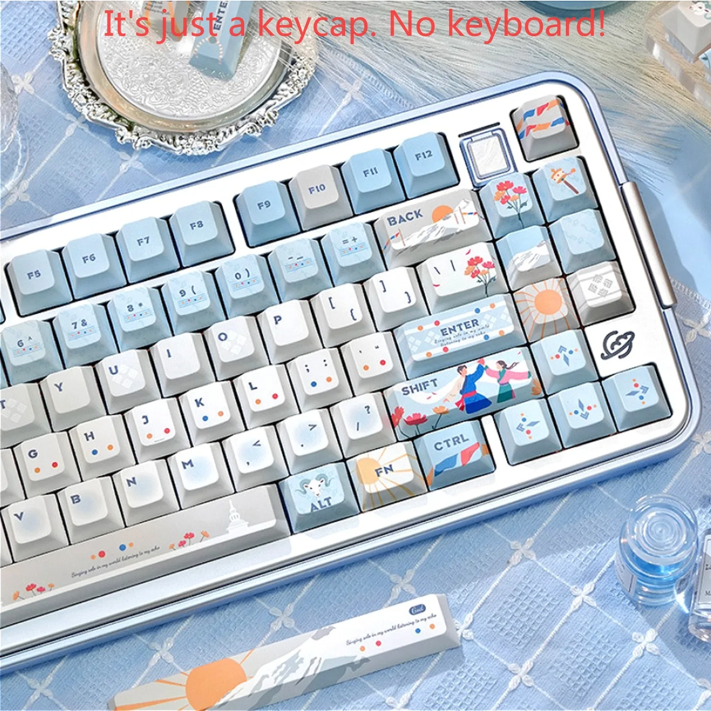 Prayer for Holy Mountain Theme Cherry Keychain Kit PBT 131 Key DIY Compatible 61/75/87/104/108 Mechanical Keyboard Wooting