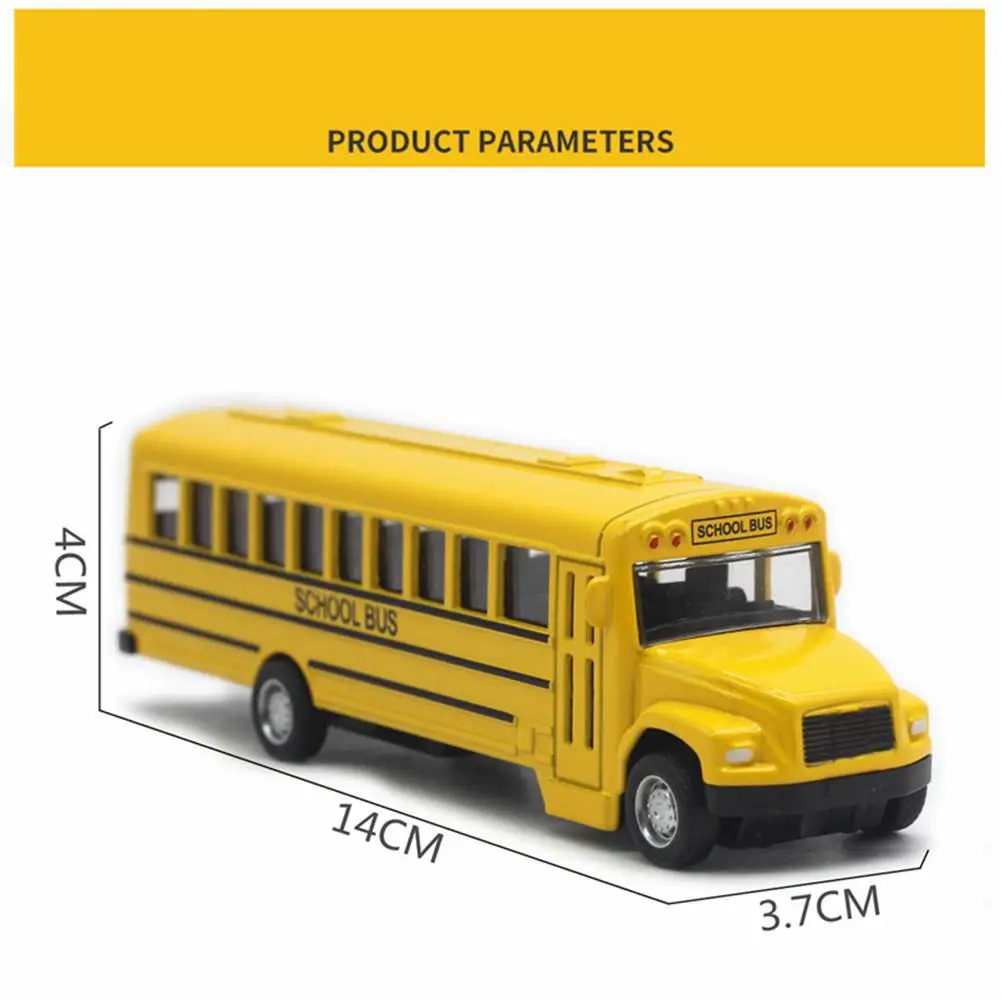 14cm 1:43 Alloy School Bus Model Yellow Children Pull Back Car Toy Decoration Boys Gift