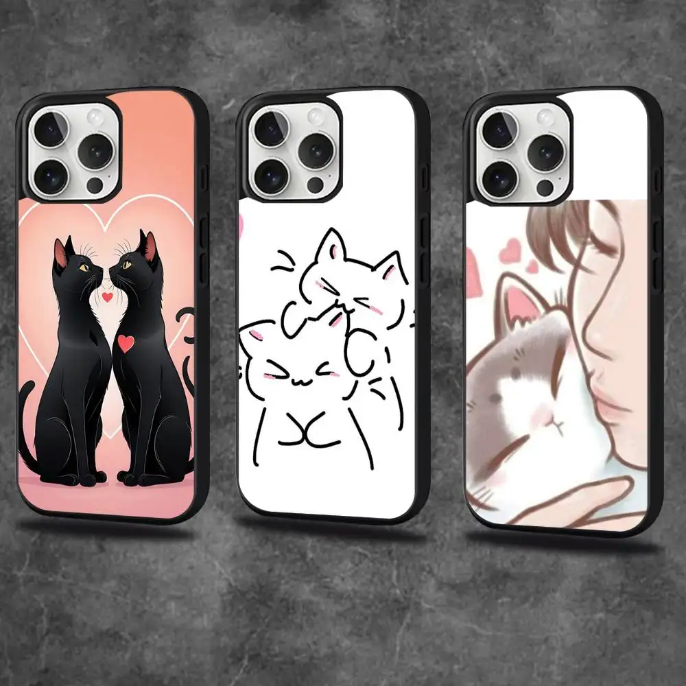 

Kiss Cat Cute Kitten Cartoon Phone Case For iPhone 16,15,14,13,12,11,Pro,Max,Plus,Mini,SE4,E Magnetic Magsafe Wireless Charging