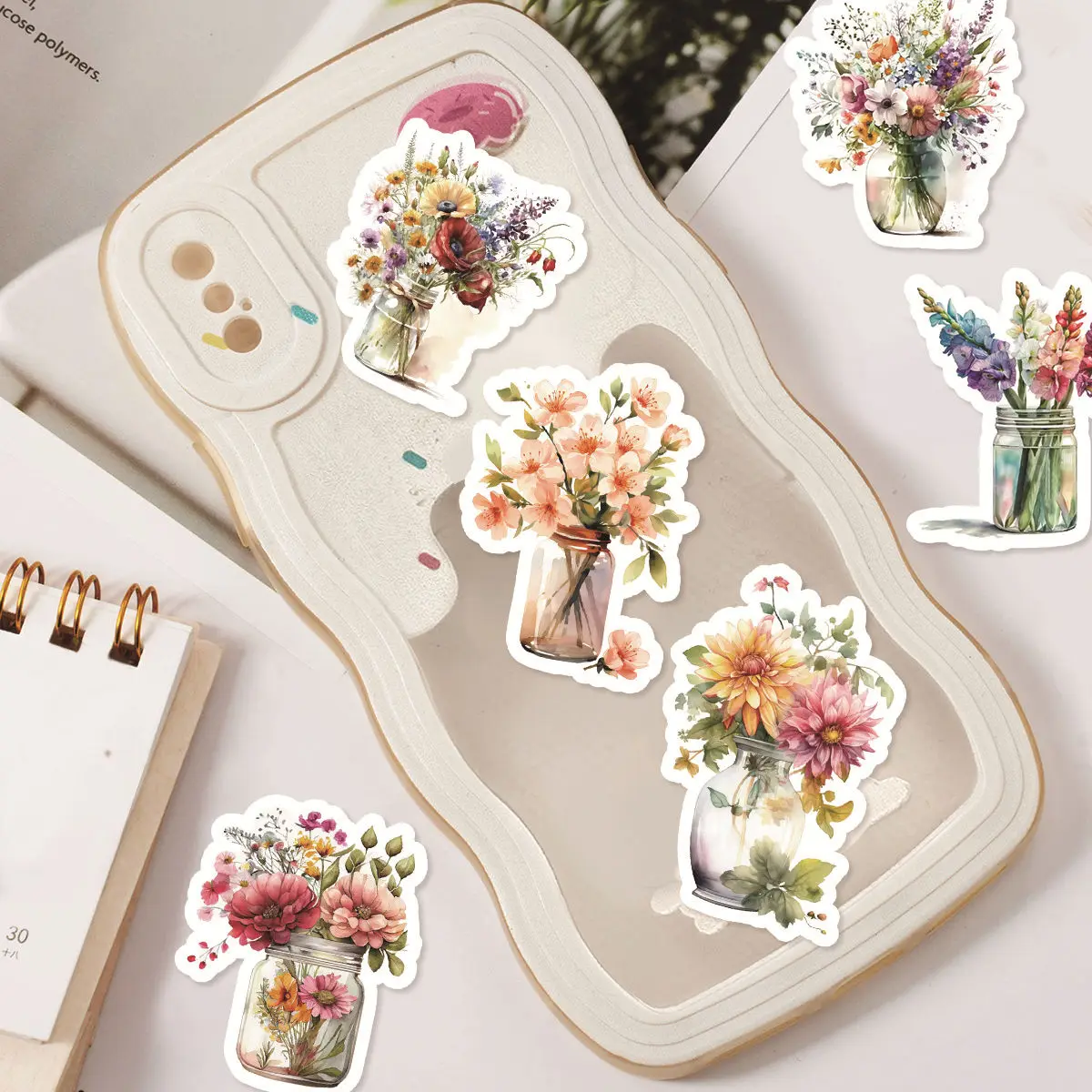 Etori Life 30pcs Fresh Plants and Colorful Flowers Exquisite Patterns Student DIY Laptops,Scrapbooks Decoration Stickers