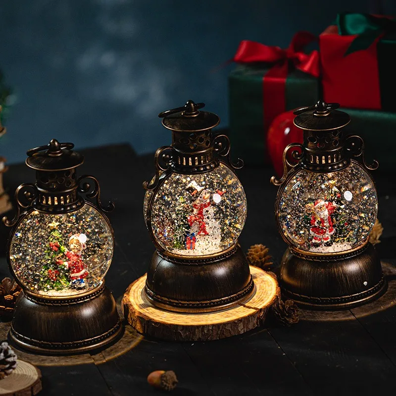 

Christmas Snow Globe Music Box with Light Portable perfect Mini Gift for Kids Musical Ornament with Magical Snowfall Scene
