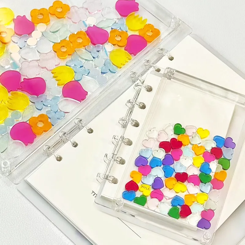 A5 Transparent Visual Notebook DIY Planner Creative Stationery A5 Notebook 6-ring Acrylic Sand-Effect Ring Binder