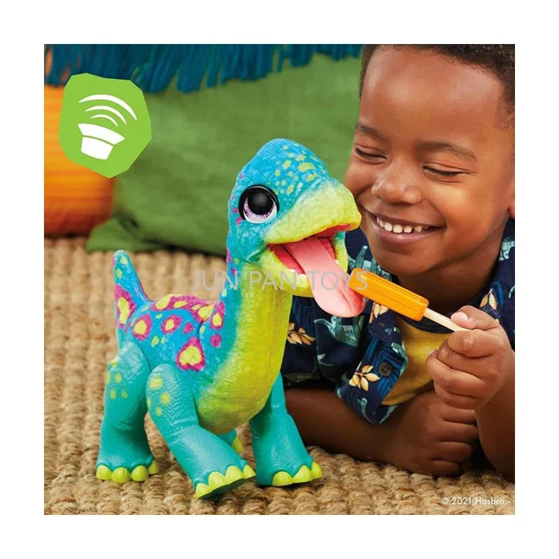 Furreal Friends Snackin' Sam The Bronto 40+ Sounds and Reactions, Electronic Interactive Plush Pets Dinosaur Children Toys Gifts