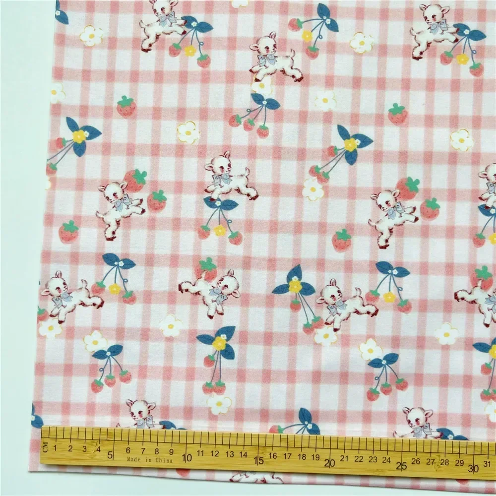 Vintage Little Bear Lamb Little Animal Cotton Plain Fabric Shirt Dress Handmade Baby Clothing Bag Needlework Patchwork Material