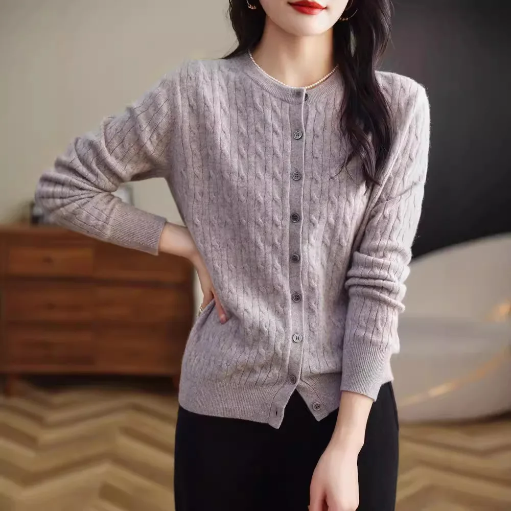 

Women Cardigans Spring Autumn Winter Long Sleeve Knitted Sweaters O-neck Thick Warm Fashin Korean Cardigan Slim Fit Tops 2025