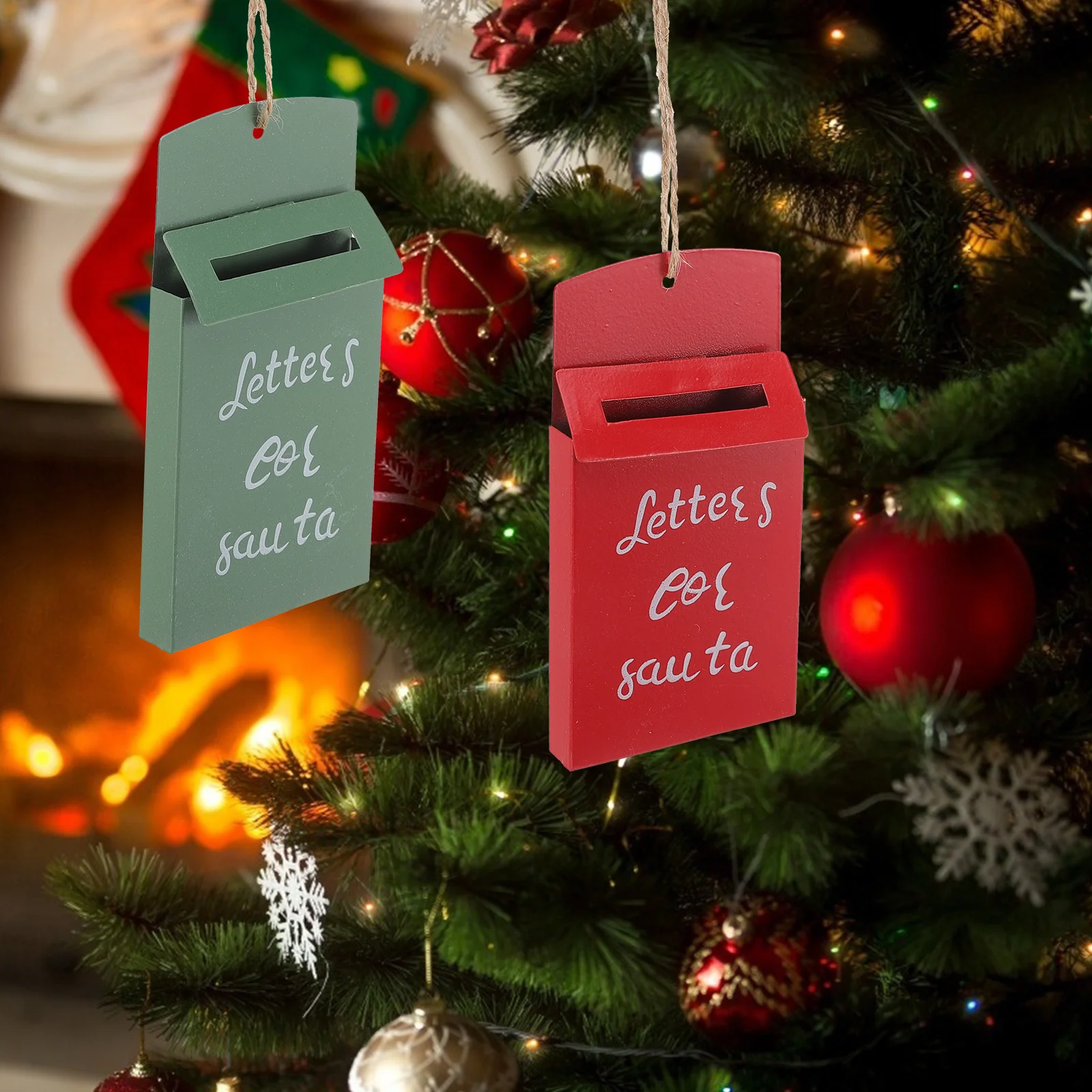 

2Pcs Christmas Mailbox Hanging Decor Unique Xmas Tree Pendant Party Prop Home Decoration Xmas Tree Mailbox Ornaments