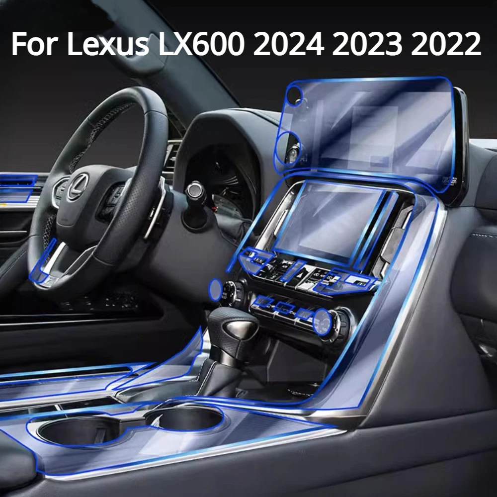 Para lexus lx600 2024 2023 2022 ppf filme de proteção acessórios interior transparente tpu navegação gps painel engrenagem console central