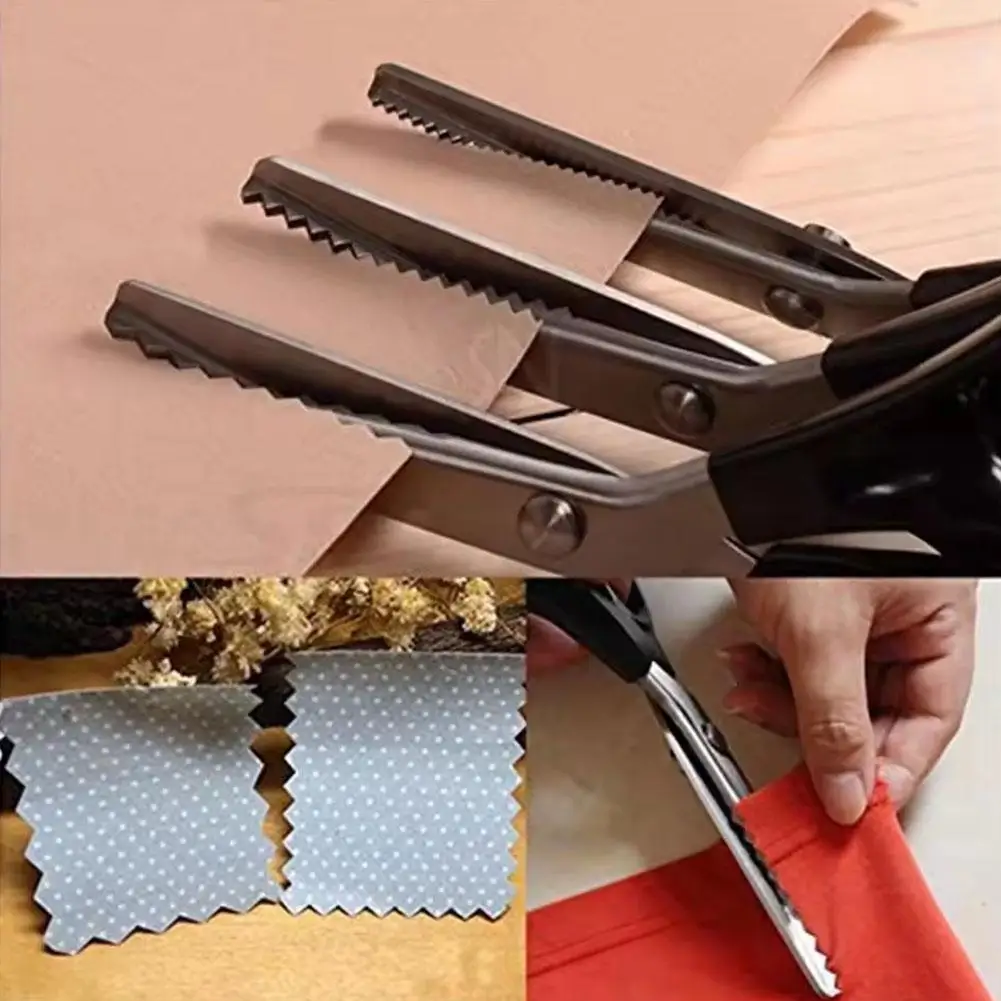 Stainless Steel Pinking Fabric Cutter Lace Cloth Crafts Dressmaking Zig Zag Cut Scissors Sewing Scissors Fabric