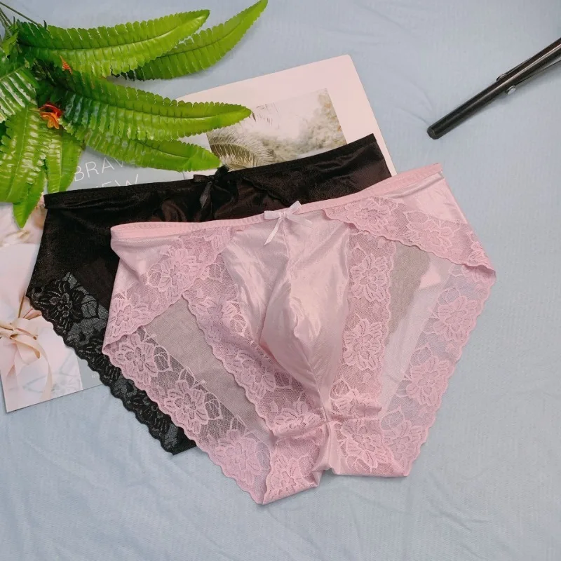 

Lace Seamless Mens Sexy Underwear Perspective Fem Boy Pantys Sissy Panties Gay Clothes Convex Pouch Underpants Smooth Briefs Man