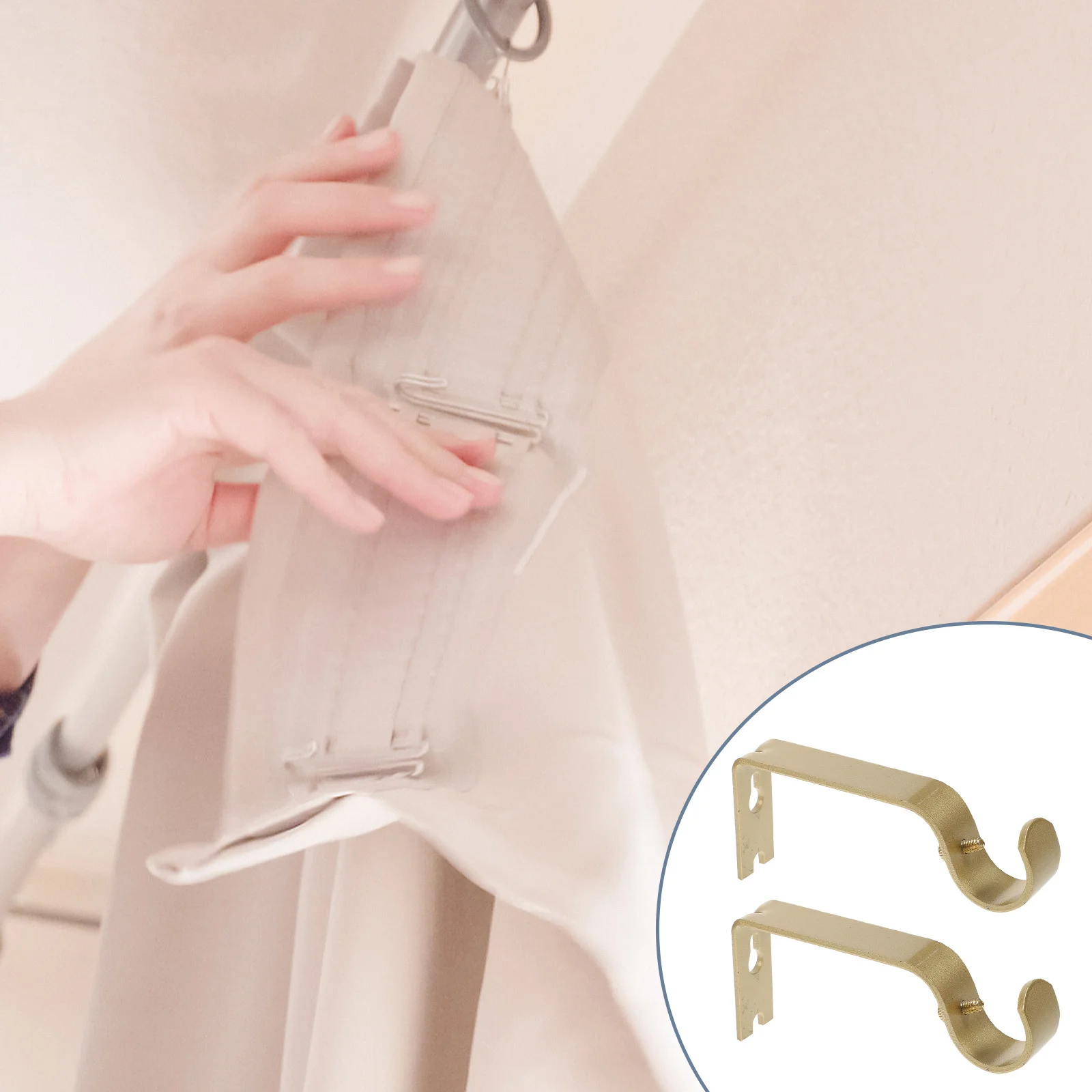 

3pcs Curtain Rod Support Brackets Adjustable Wall Hooks Iron Holders With Screws Wall Mounting Drapery Door Curtain Rods