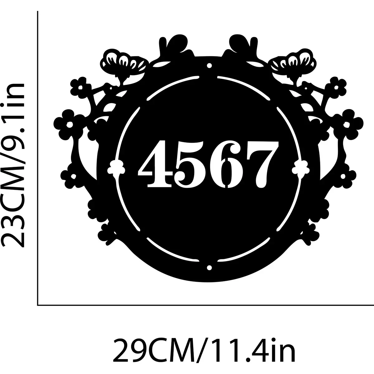 Aangepaste bloemen metalen huisnummer teken gepersonaliseerd, metalen adres plaquette, moderne adres buiten decor, adres nummers kunst aan de muur