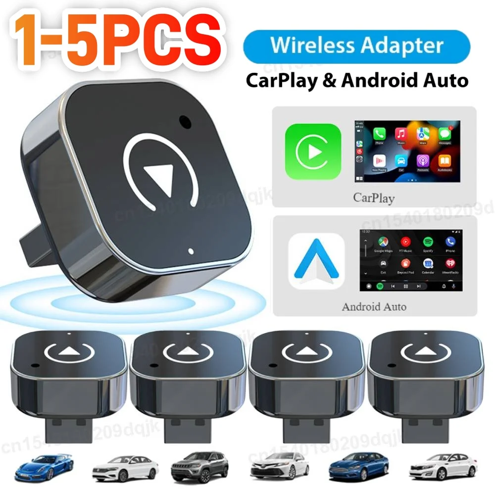 1-5 قطعة CarPlay اللاسلكية وأندرويد محول السيارات الذكية USB دونغل السيارات توصيل التوصيل اللعب آيفون وأندرويد مصنع السيارات السلكية