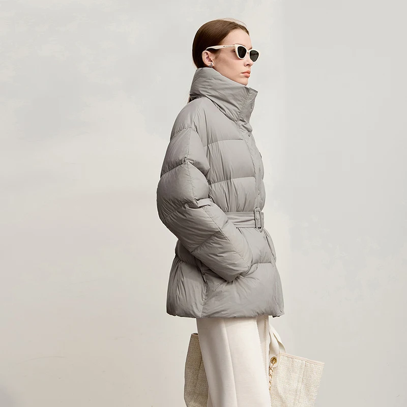 Amii donsjassen 2025, winter nieuwe losse rits coltrui met lange mouwen donsjack voor dames effen kleur veelzijdige jas 12524052