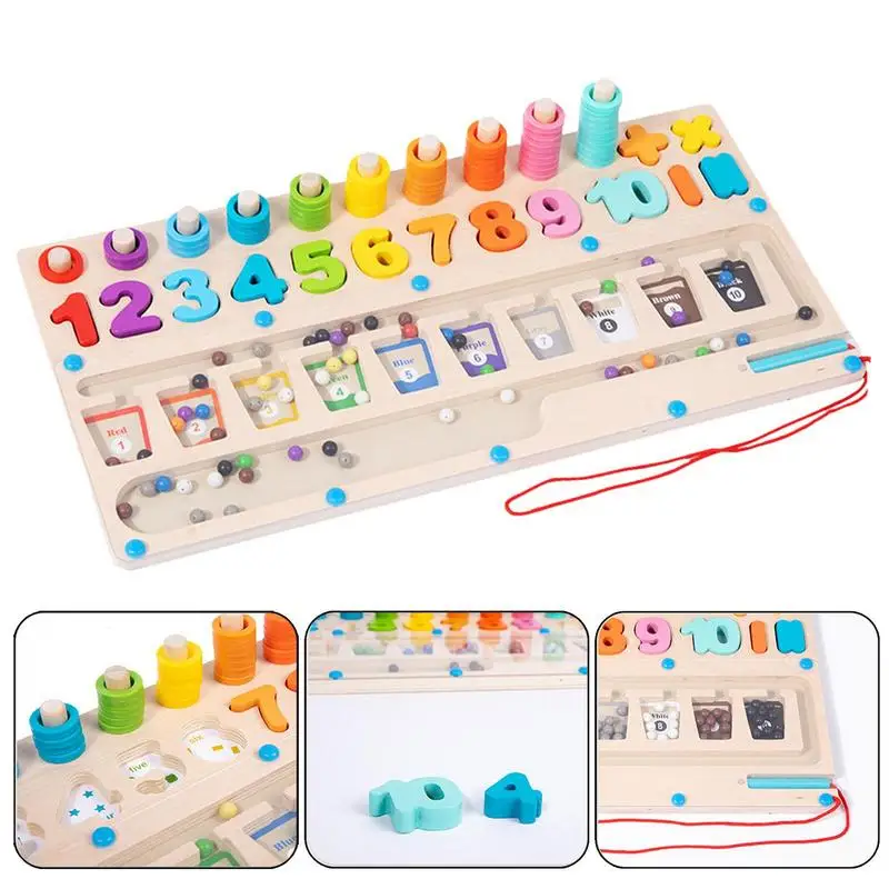 Math Board For Kids Wooden Bright Colors Toy Board Early Education Numbers Board Round Edges Educational Toy For Students Kids