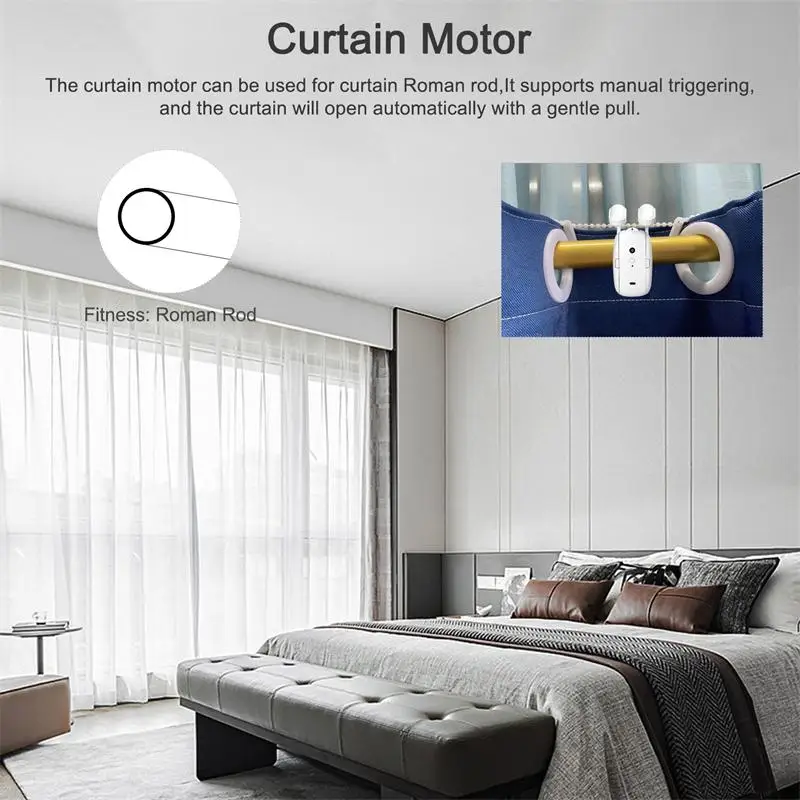 Tuya Smart Curtain Robot WiFi& Bluetooth Smart Electric Curtain Motor Trackless Installation Alexa Google Home APP Voice Control