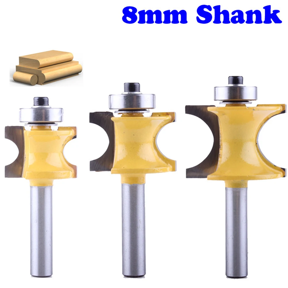 Power Tools Router Bits Home Shank Woodworking Yellow/Silver 8mm Carbide Alloy Milling Cutter Wood Milling Cutter