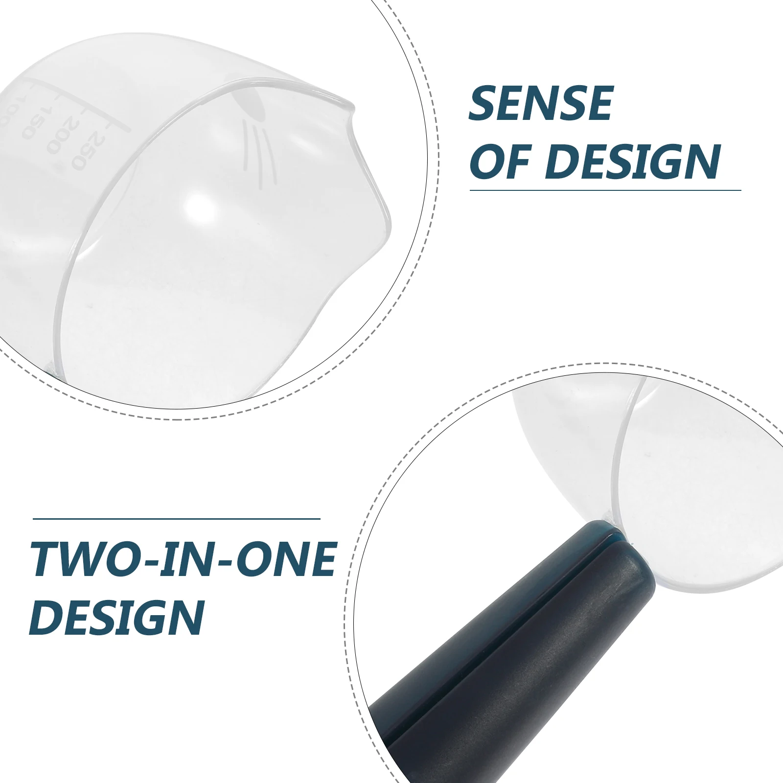 

With Clip Two In One Wet Scooper For Dog Cat Transparent Measuring Spoon Reusable Handle Scoop Portable Feeding Tool Small