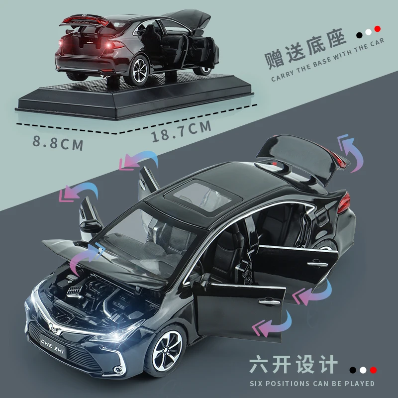 1:32 Toyota Corolla coche de aleación híbrido Diecasts y vehículos de juguete modelo de coche sonido y luz coche extraíble juguetes para niños regalos