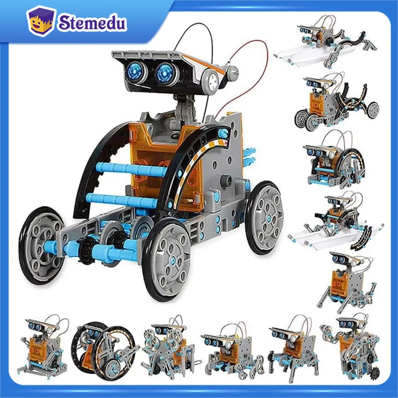 Stem 13 in1 Solar Powered Robot Science Kit DIY Building Blocks Gift for Kids Electronic DIYs Creative Educational Assembly Toys