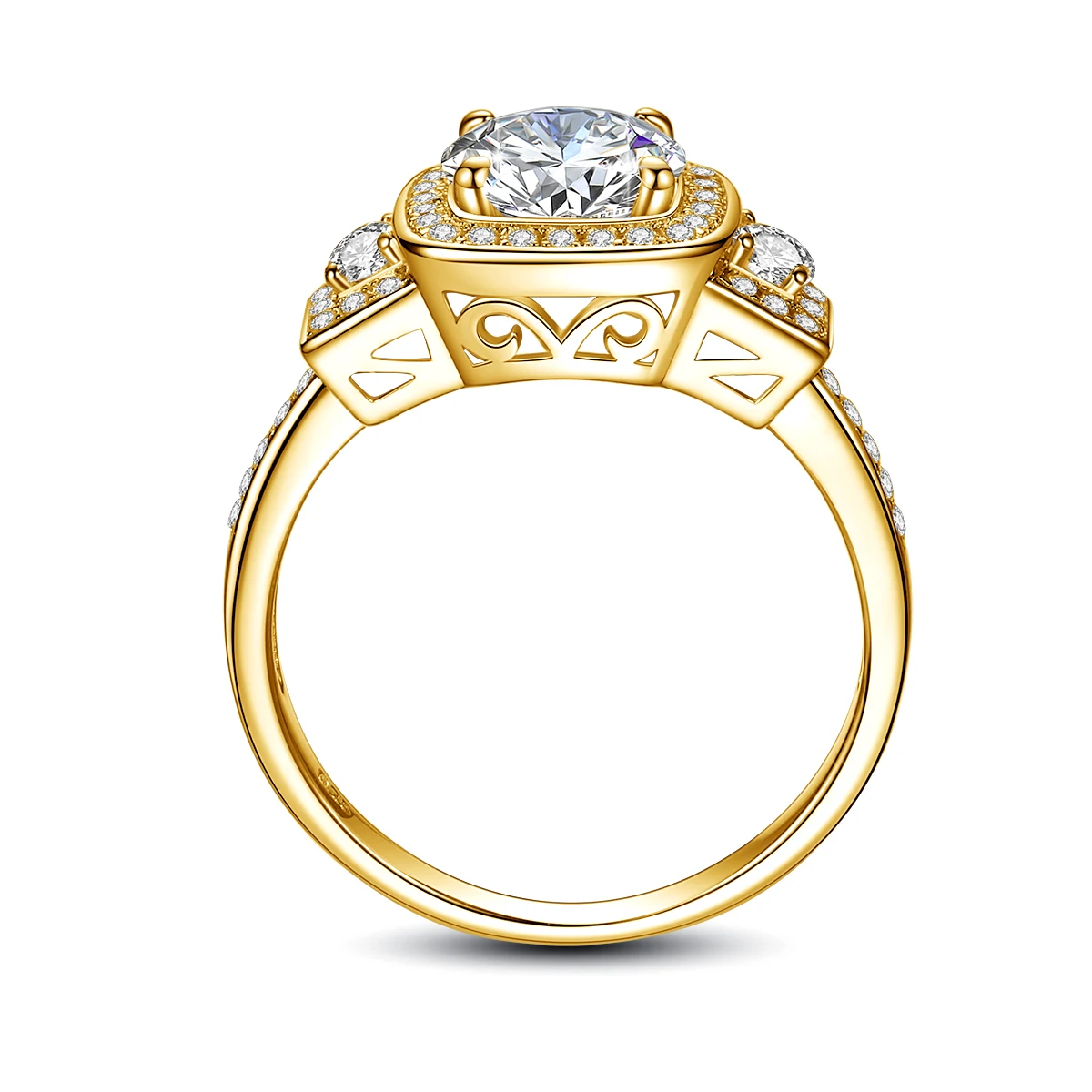 Szjinao 1.5ct D Color Moissanite Rings With Certificate Solid Silver 925 Gold Plated Jewelry For Women Pass Diamond Tester Gifts
