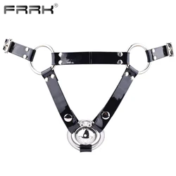 FRRK PU2 Shiny Triangle Chastity Belt with Metal Cock Cage Adults Toys for Men Sex Tool Adults Tooys Supplies 성인용품 남자용