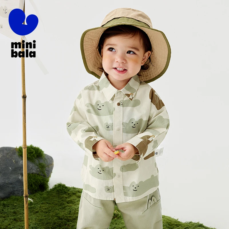 Mini Bala Camisa para niños 2025 Primavera Algodón puro Bebé Top de manga larga para un aspecto elegante