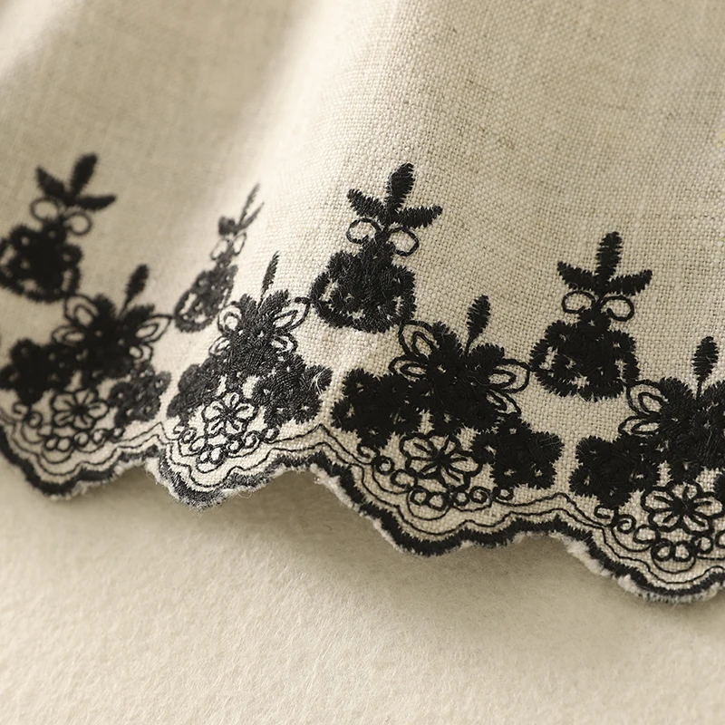 

Summer New Heavyweight Linen Embroidered Casual Women's Vest Cover up T-irt Slimming Artistic Sle Commute ential