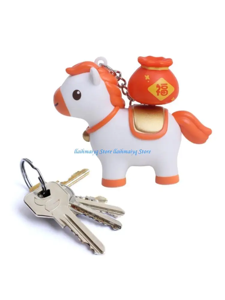 

573B Playful Twistable Miniature Horse Keyring Colorful Design Portable Accessory For Adults