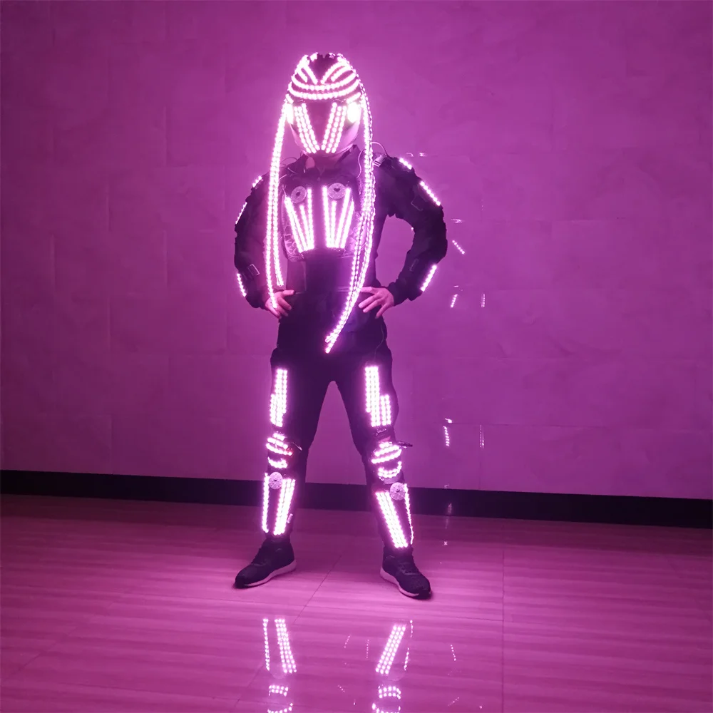 Magicool RGB Remote Control Led Flashing Robot Suits Costume Stage Dance Luminous Armor Nightclub Bar Light Show Helmet