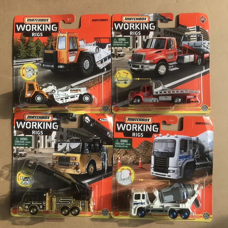 Mattel Matchbox Jcy27 vehículo de ingeniería serie 1/64 motor de bomberos coche excavadora camión mezclador coche coleccionable vehículo fundido a presión Juguetes