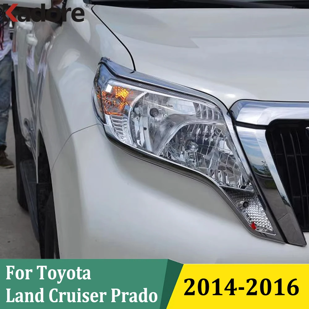 

Для Toyota Land Cruiser Prado FJ150 FJ 150 2014 2015 2016, хромированная крышка переднего фары, накладка, рамка, автомобильные аксессуары