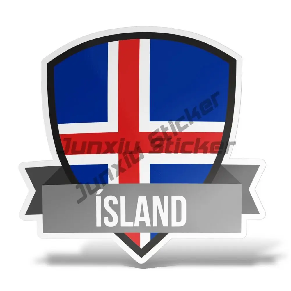 

Iceland Coat of Arms Emblem Sticker Reykjavik Iceland Map Orca Stamp Country Code IS Cover Scratch Decal Accessories Decoration