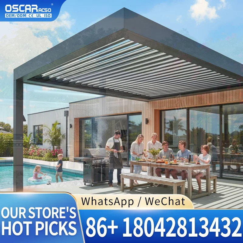 Rainproof Foldable Canopy Shade Shelter Innovative Durable Garden Deck Patio Backyard USA Europe Motorized Waterproof Pergola Ro